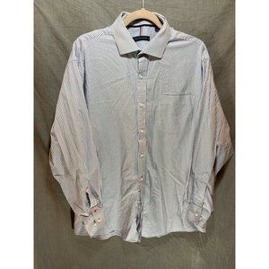 Tommy Hilfiger Button Up Shirt Adult Extra Large Blue White Striped Casual Mens.
